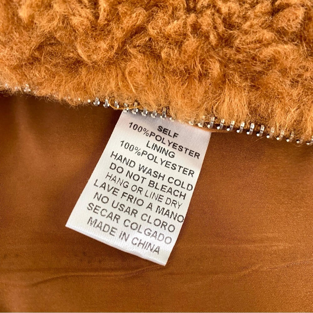 Easel Los Angeles Schnauzer Embroidered Teddy Bomber Jacket Camel, Size S NWT - Picture 10 of 12